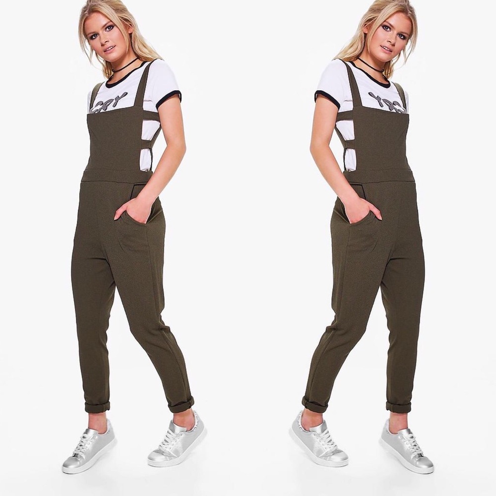 Boohoo Olive Green Overalls